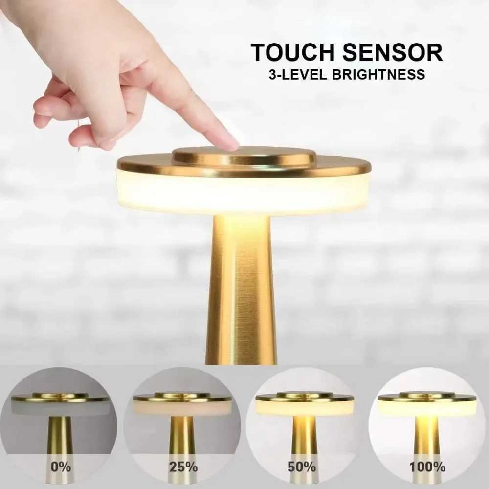 Rechargeable LED Touch Control Table Lamp 1800mAH Cordless Bedside Light 3Color Dimmable with 60H Battery for BedroomOffice C251115