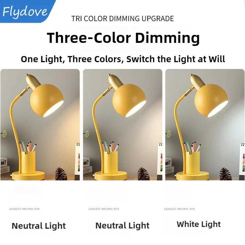 Nordic Iron Art LED Macaron Desk Lamp Eye Protection Dimming Metal Pen Holder Table Lamp Living Room Bedroom Home Decor Lighting C251115