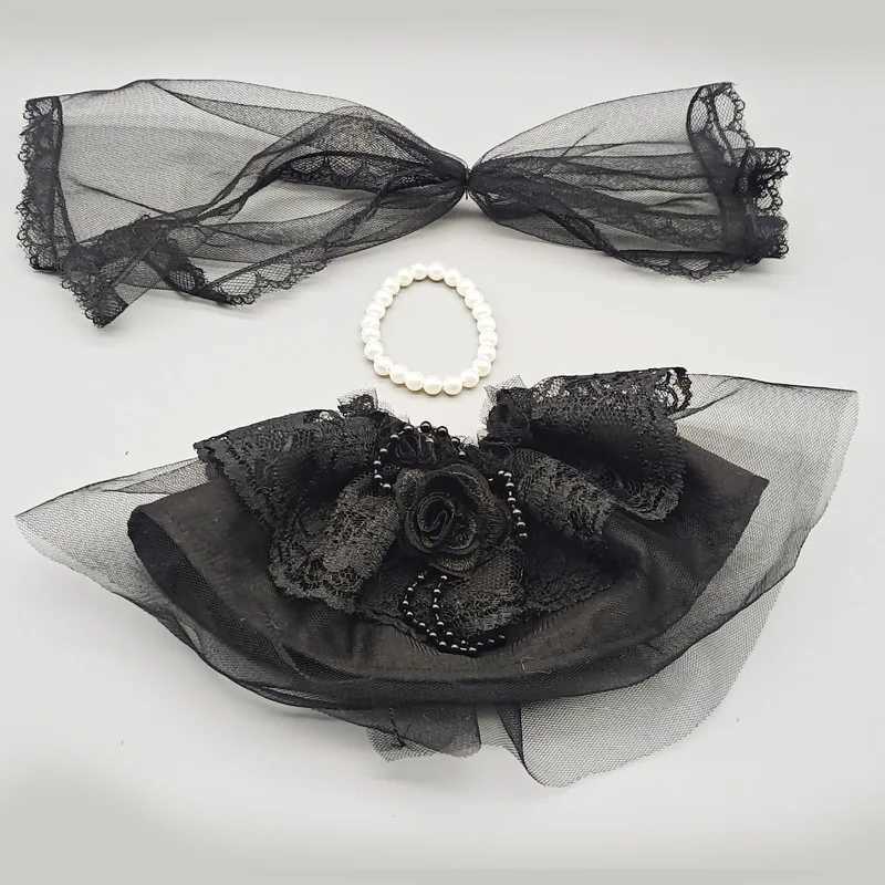 17cm Labubu Dress New Black Wedding Dress ThreePiece Set Veil Black Rose Princess Dress Set Vinyl Doll Replacement Outfit C250924