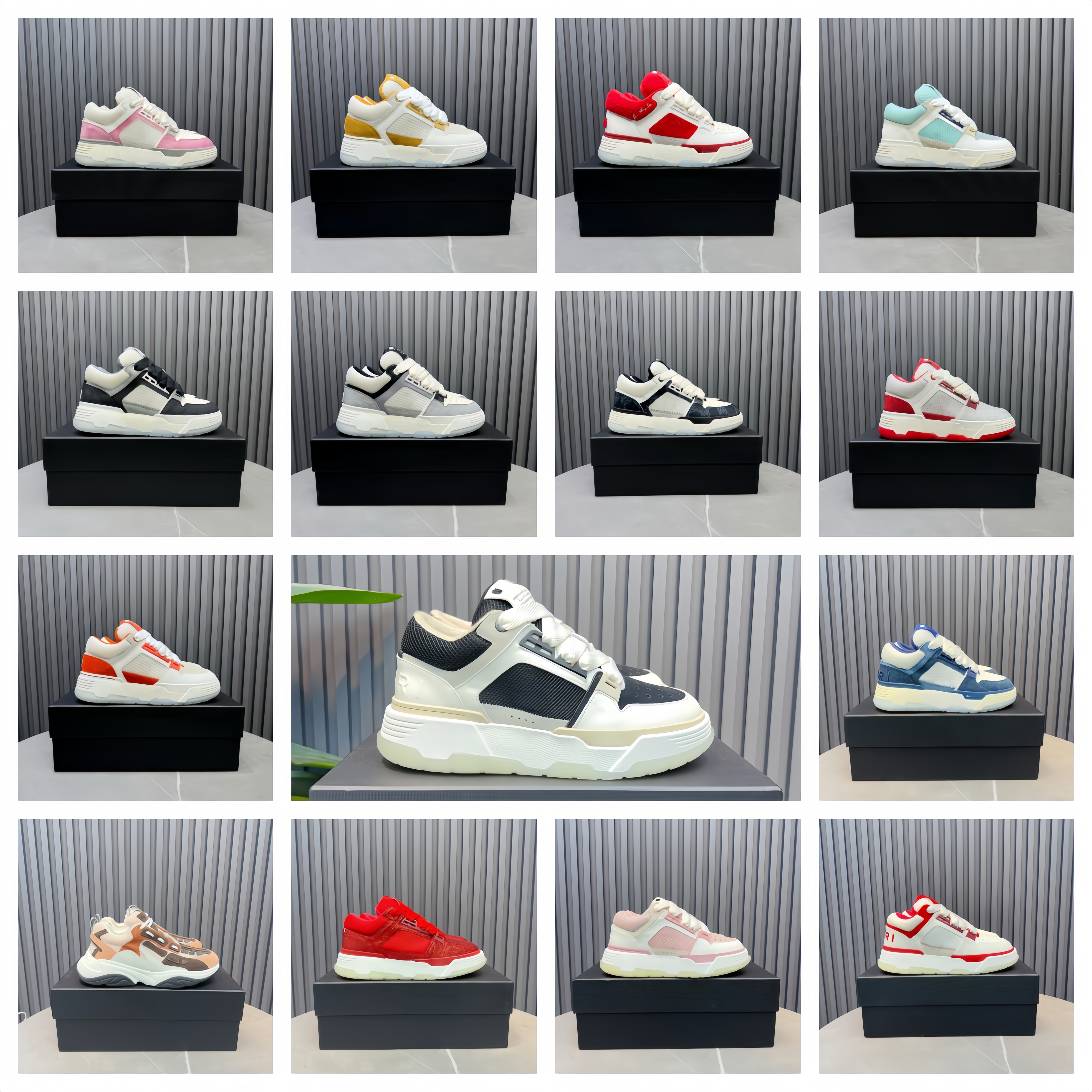 with box designer hot luxury bone men women shoes AM best-selling couple's brand shoes top-quality leather mesh various color styles complete daily outfit size 35-46
