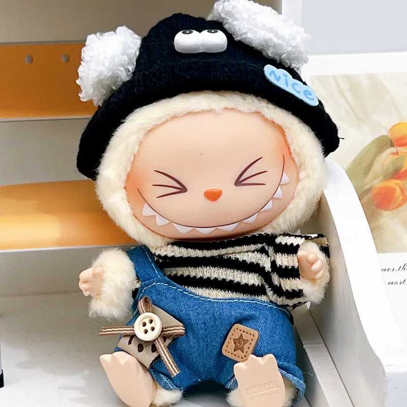 Doll Clothes For 1517cm Labubu 4pcspack Stripes Tshirt Jumpsuit Puppy Hat Glasses Sets Cotton Idol Doll Accessories Fans Gift C250924