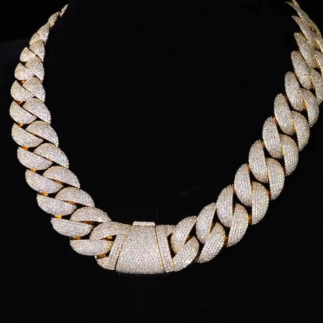 Heavy 22mm Miami Cuban Link Chain 925 Silver Luxury Fine Jewelry VVS Iced Out Moissanite Cuban Chain