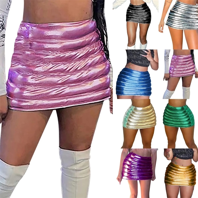 Skirt Women Trendy Plus Size Sexy Metallic Mini Skirt Glitter Skirt Club Bodycon Skirt Party Sexy Costume For Ropas De Mujeres 250520