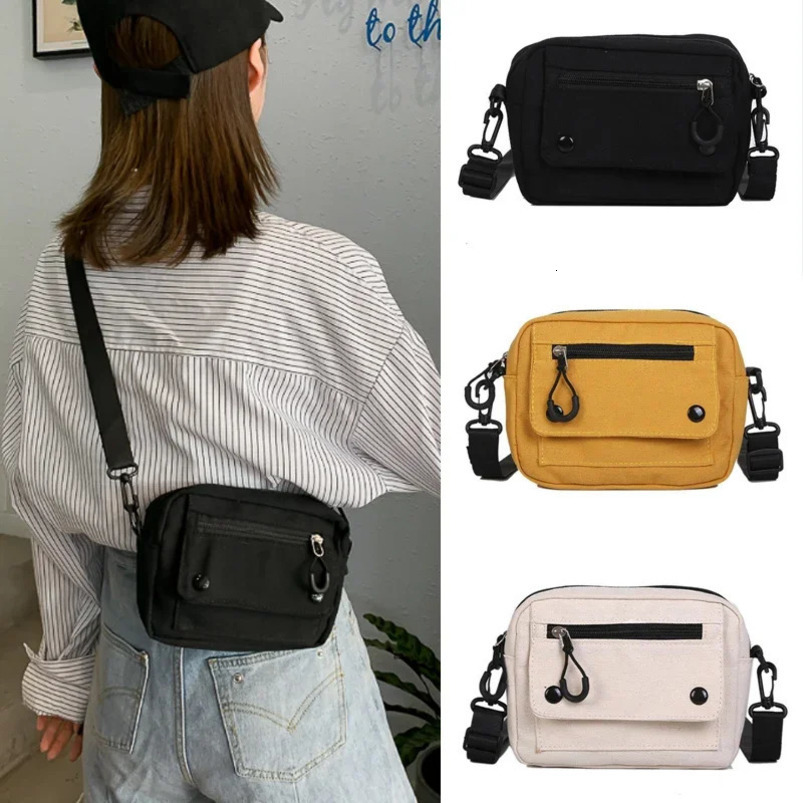 Womens canvas handbag Korean mini student bag mobile phone simple small cross body casual womens zipper shoulder 240808