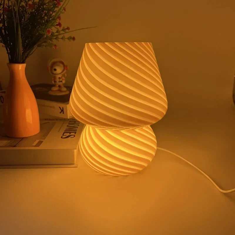 Glass Mushroom Table Lamp Light Night Desk Lamp Room Decor Home Interior Decoration Lighting Lamps Bedside Led Table Bedroom C251115