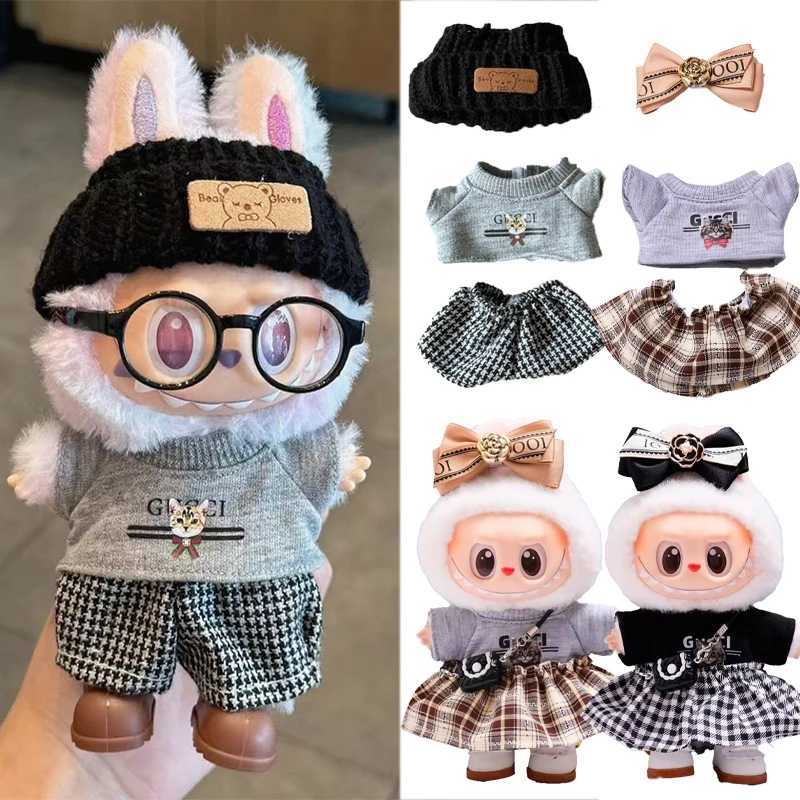 15 17cm For Labubu Doll Clothes Luxury Houndstooth Pants Hat Shoes Set Strap Dress Clothing For CryBaby Dollhouse Accessories C250924