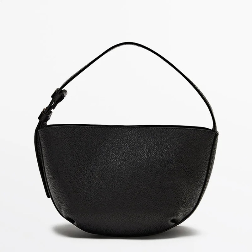 LINJER STRICKLIN Womens fashion bags Genuine Leather Retro Casual Shoulder Crossbody Cowhide Simple Half Moon hand 240722