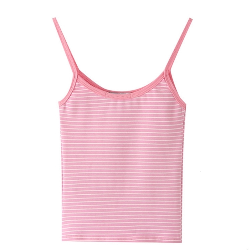 Camisoles Tanks PUWD Casual Women Pink Striped Print Soft Cotton Tank Summer Fashion Ladies Vintage Slim Short Tops Female Chic Crop Top 230413