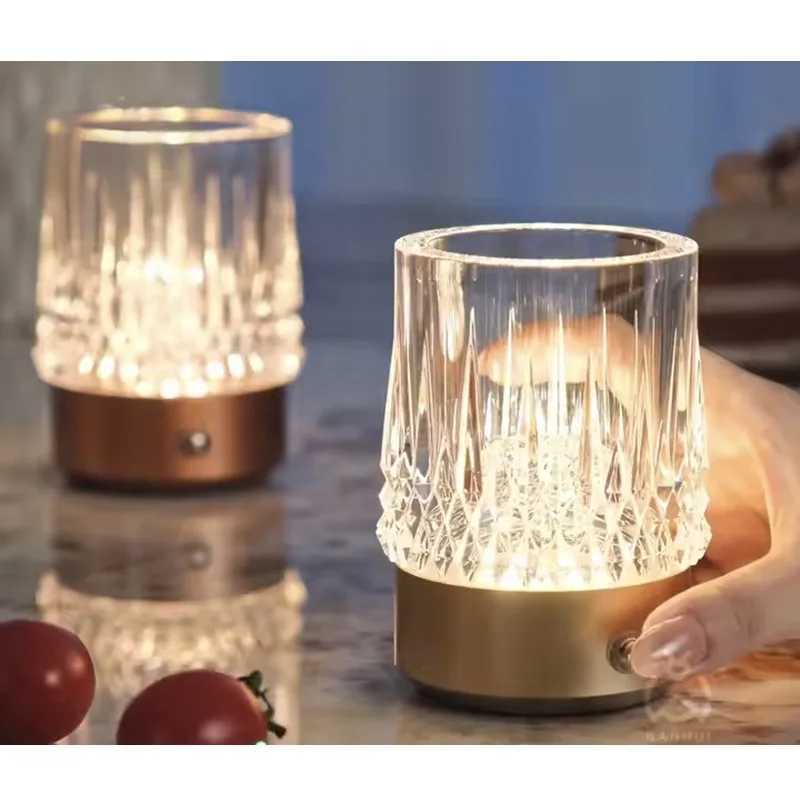 Rechargeable New luxury Bottle table lamp led home golden acrylic decorative bedroom touch control bedside living room deco lamp C251115