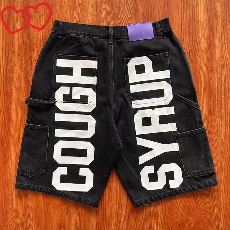 Summer Mens Denim Jeans Thats A Awful Lot of Cough Syrup Shorts Men Y2k Straight Leg Wide Leg Cough Syrup Short Pants for Men 250922