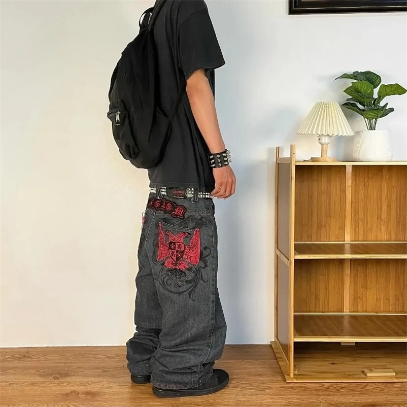 Street Vintage Jeans Y2K Harajuku Wash Black Multiple Pockets Baggy Jeans Denim Pants Mens Womens High Waist Wide Trousers 240429