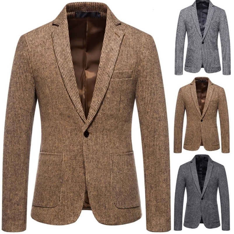 Men's Suits Blazers Men's Suit Blazer Brown Lapel Collar Wedding Wool Tweed Formal Casual Bussiness Jacket for Wedding Groomsmen Tuxedos 230