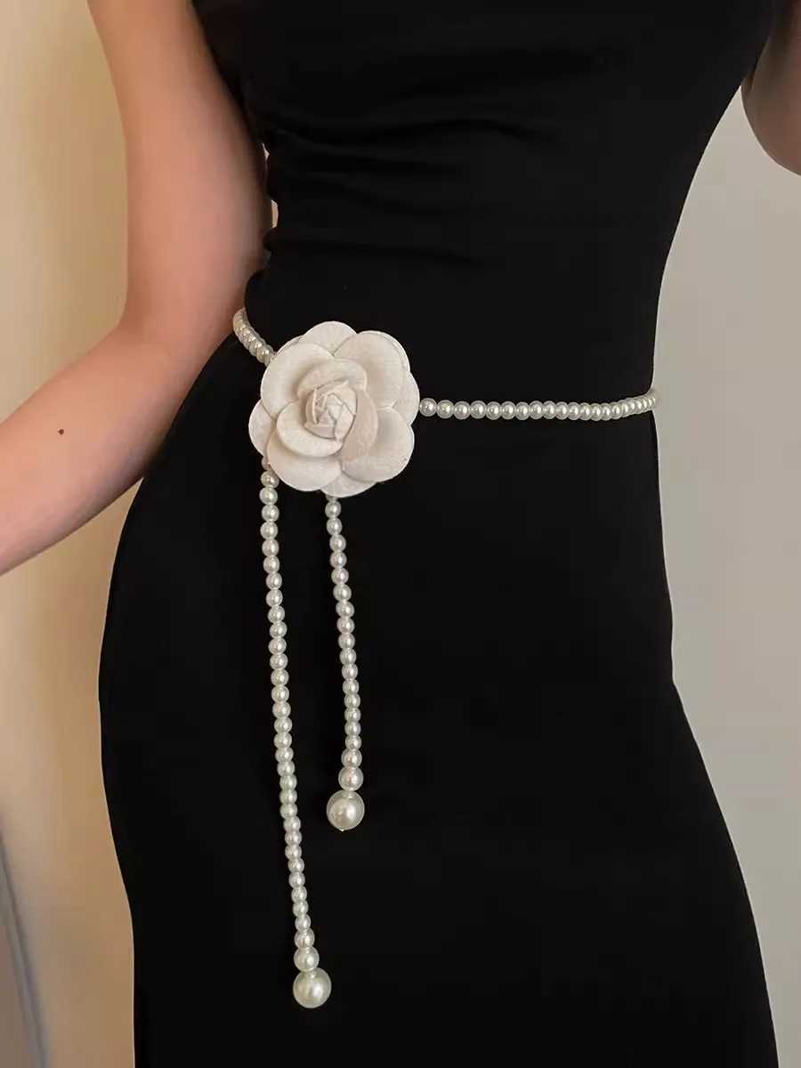 Fashion Camellia Pearl Waist Chain For Women Versatile With Skirts Sweet Decoration Thin Waist Belt To Cinch And Slim The Waist D250924