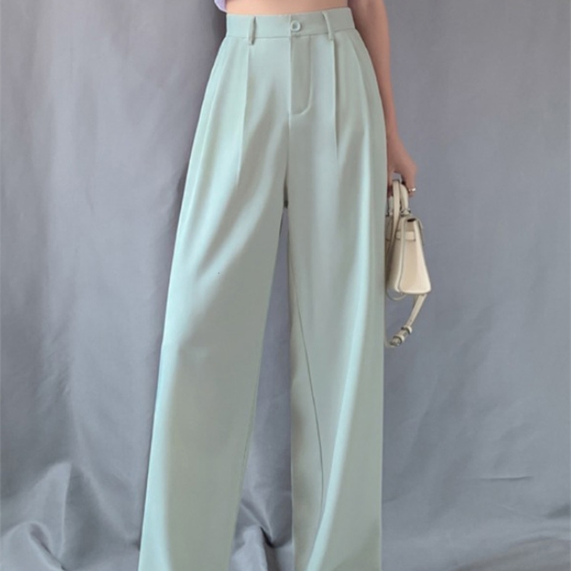 Pants & Capris 5color Loose Plus Size High Waist Black Suit Wide Leg Pant Women Straight Drop Pantalones Mujer Wild 210429