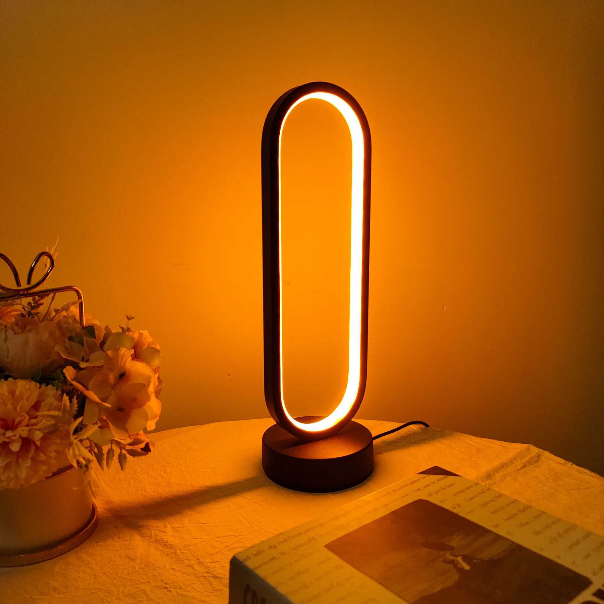 1PC Lamp bedroom Ring Lamp Living Room Threecolor Dimming Bedside Lamp LED Night Light C251115