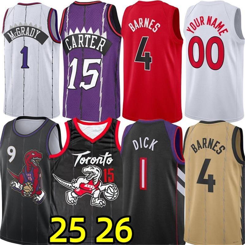 25 26 TOR Raptorrs Basketball Jerseys Scottie Barnes Gradey Dick Brandon Ingramm RJ Barrett Immanuel Quickley Vince Carter Ochai Agbaji Classic Retro City Jersey