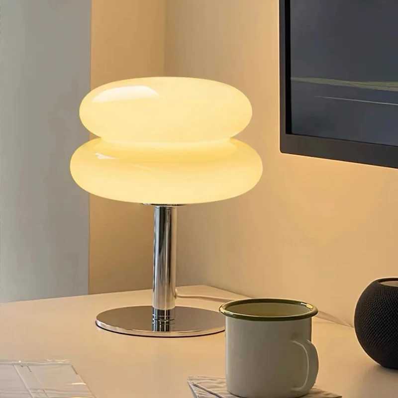 Nordic Bauhaus Macaron Glass LED Desk Lamp DimmingAtmosphere Lamps Eye Protection Night Lighting Girl Bedroom Bedside Decor C251115