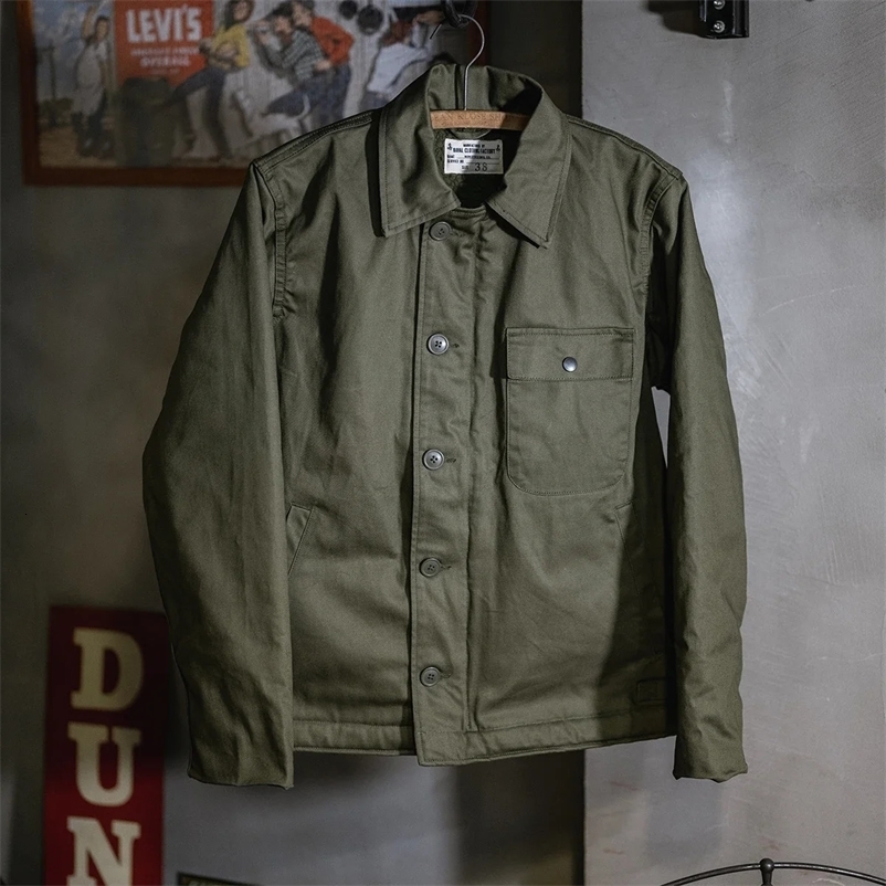 Non inventory USN A-2 deck jacket retro workwear Sherpa lined field coat Army green 241007