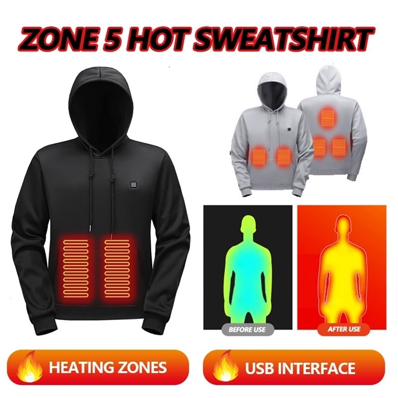 Hooded Heating Sweater Outdoor Sports Pullover Electric Jacket Electric Heating Intelligent Constant Temperature Heating 241214