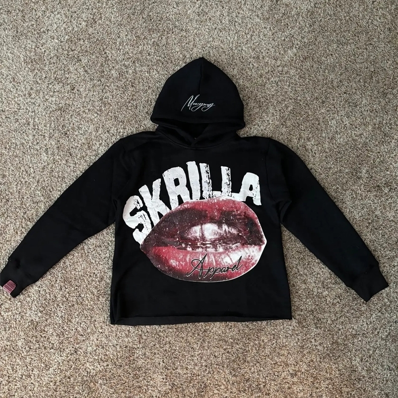 Men Hoodie Harajuku Hip Hop Lipstick Pattern Printed Y2K Men and Women Hoodie Gothic Casual Cotton Sportswear 240912