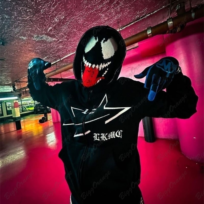 Men's Hoodies Sweatshirts American Style Retro High End White O-Neck Hoodies for Men Full Zipper Sweatshirt All Match Ins Y2K Loose Lazy Style Ja