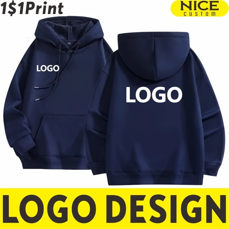 Winter mens and womens velvet warm hooded sweatshirt customization company team casual floral sportswear embroidery printing 250327