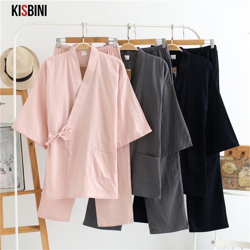 Women's Sleepwear KISBINI Autumn Pajamas Sets For Women Solid Home Suit Pure Cotton Long Japanese Style Ladies Homewear Spring Female Pyjamas 230