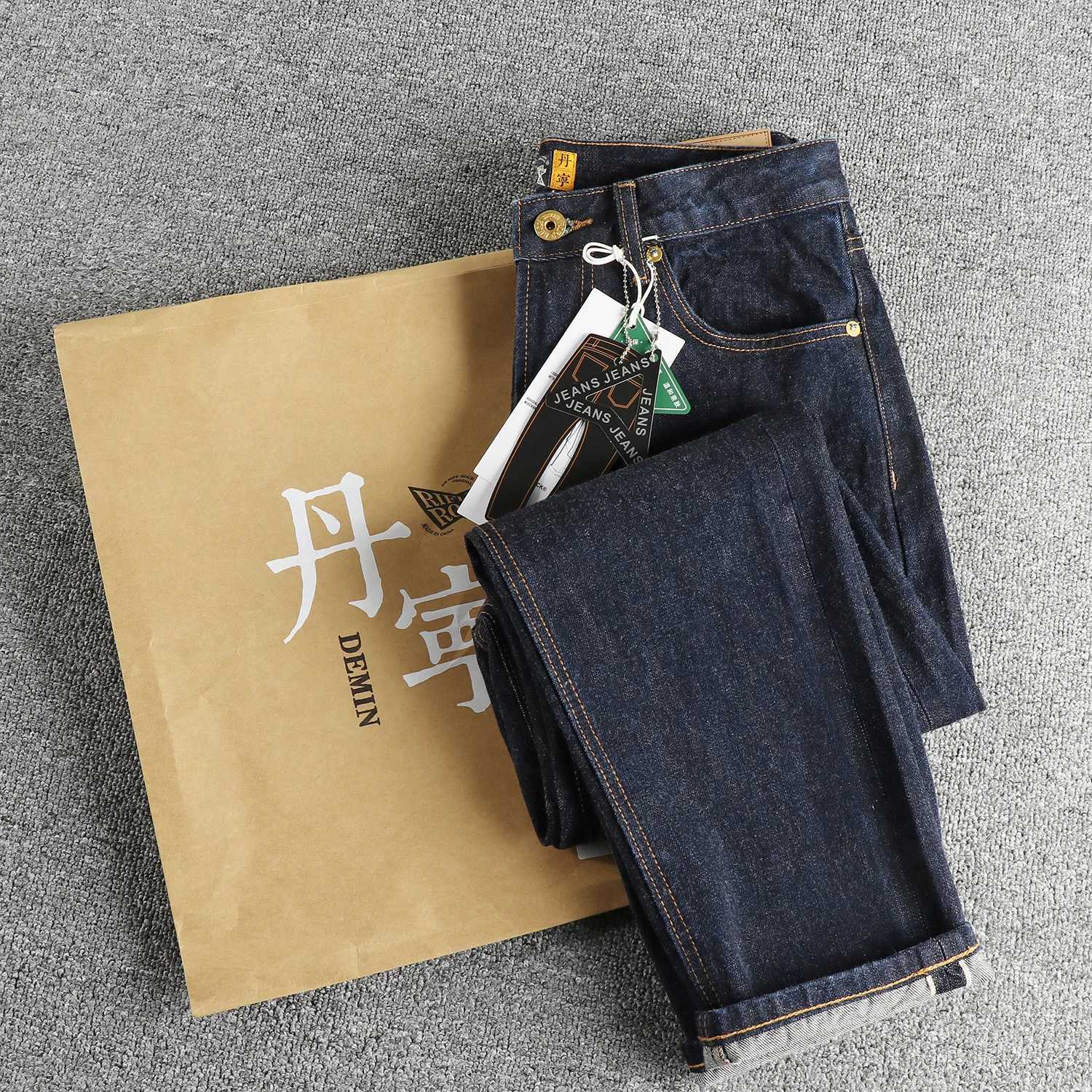 100 Cotton High Quty Heavyweight 14 OZ Raw Denim Jeans for Men American Vintage Casual Tapered Straight Pants Youth X250924