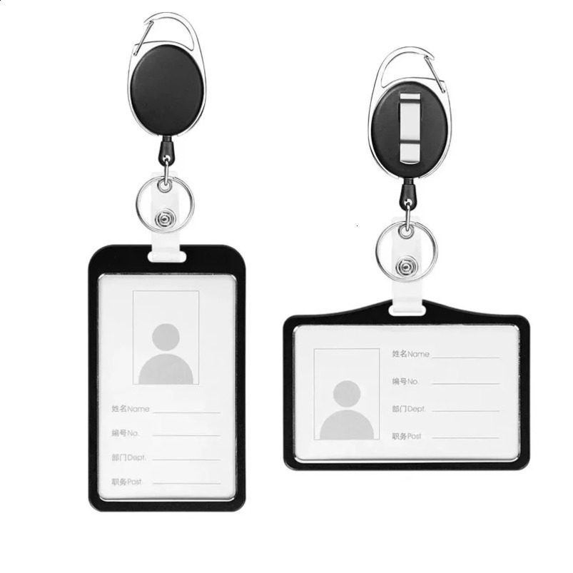 Student retractable badge scroll ID card holder cover nurse lanyard fashionable metal set 240820