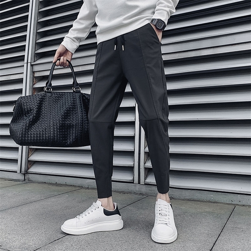 Men's Pants Black/Gray Summer Ankle Length Slim Fit Casual Thin Harem Pants Men Clothing Streetwear Hip Hop Joggers Trousers Male 36-28 230327