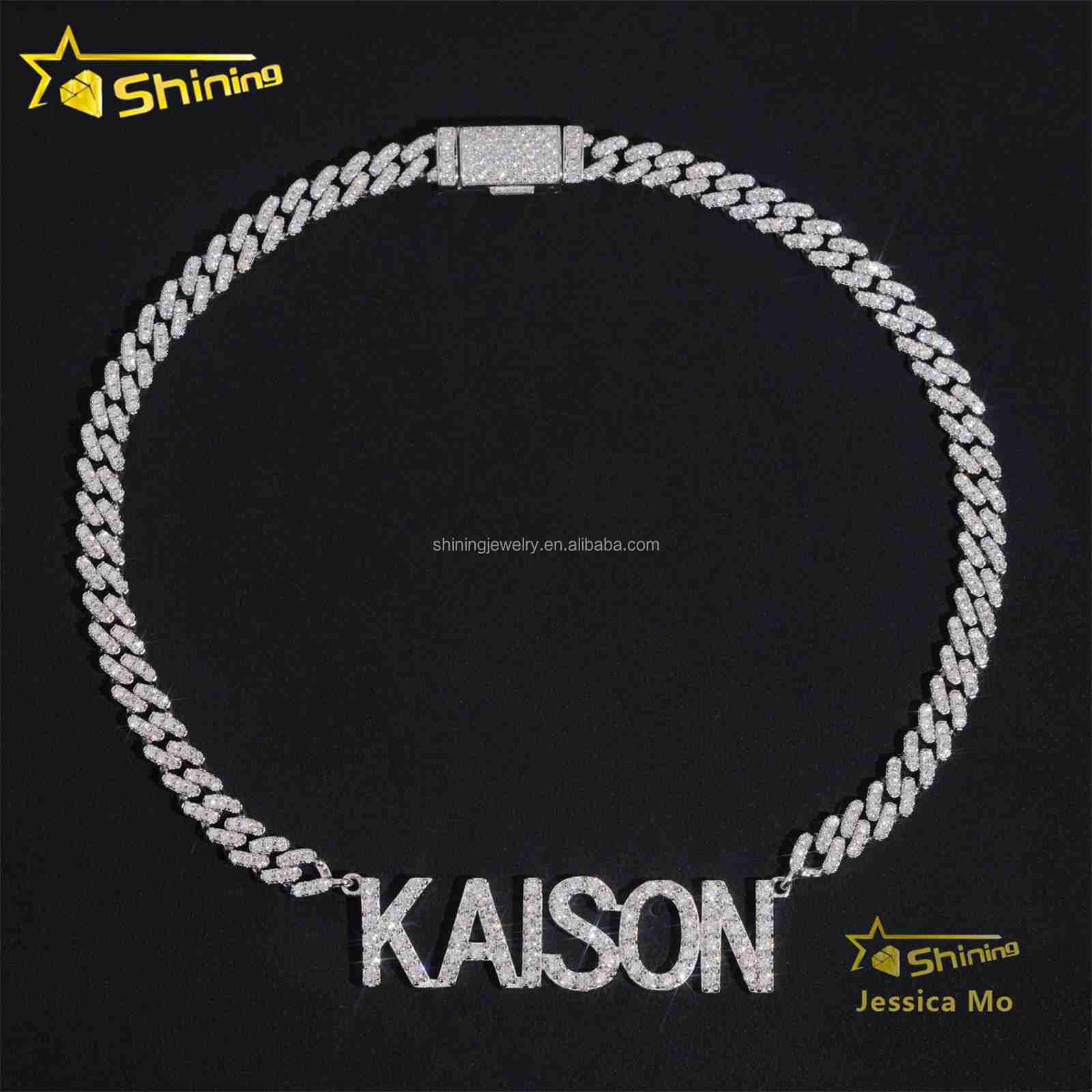 Personalized Elegant Women Gift Luxury Jewelry Iced Out Moissanite Diamond S925 Silver Name Initial Letter Pendant Necklace