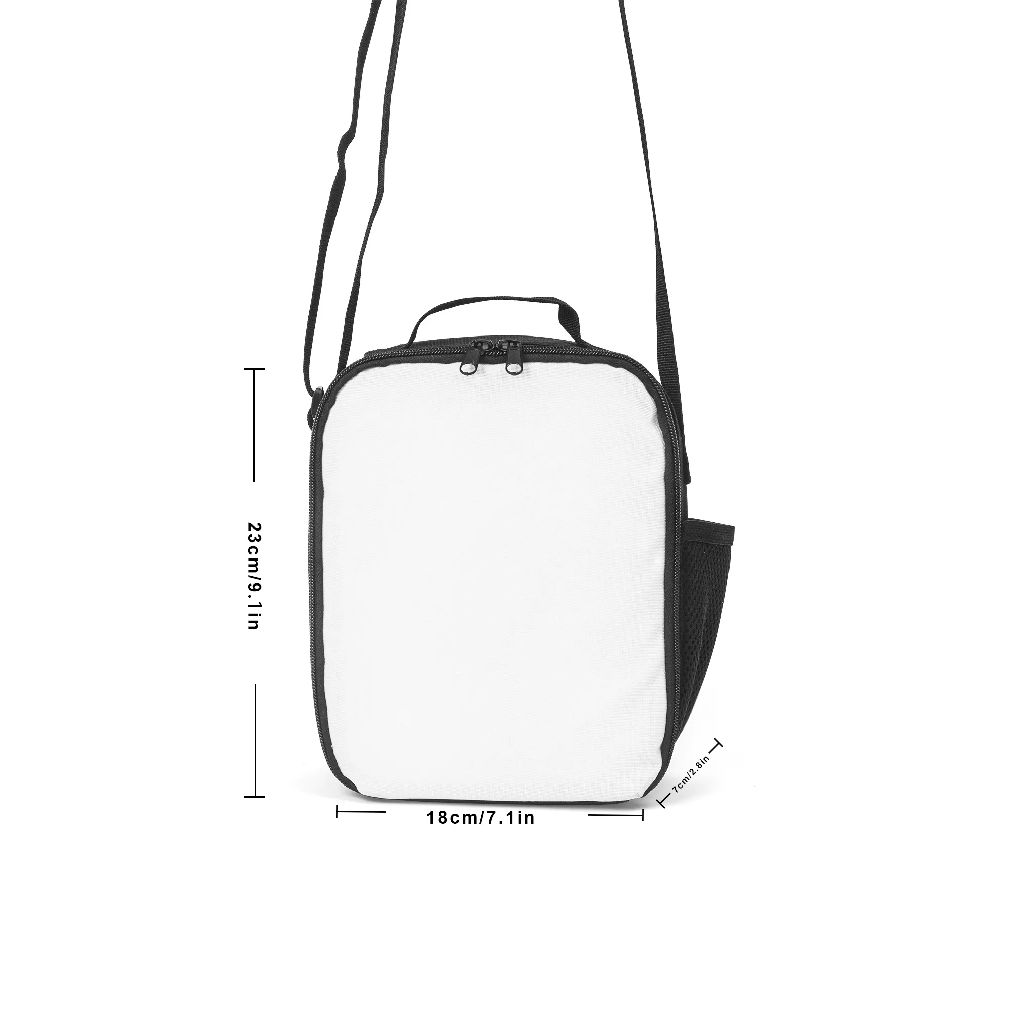 DHgatepod Square Lunch Box Bag with Adjustable Strap - Large Capacity Tote with Inner Tie Belt, Side Mesh Pocket & Zipper Closure