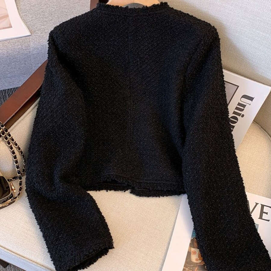 Lanjia- Black Chanel-Style Jacket For Women, And Autumn 2025 New French Elegant Socialite Early Spring Short Slim-Fit Top 511C9