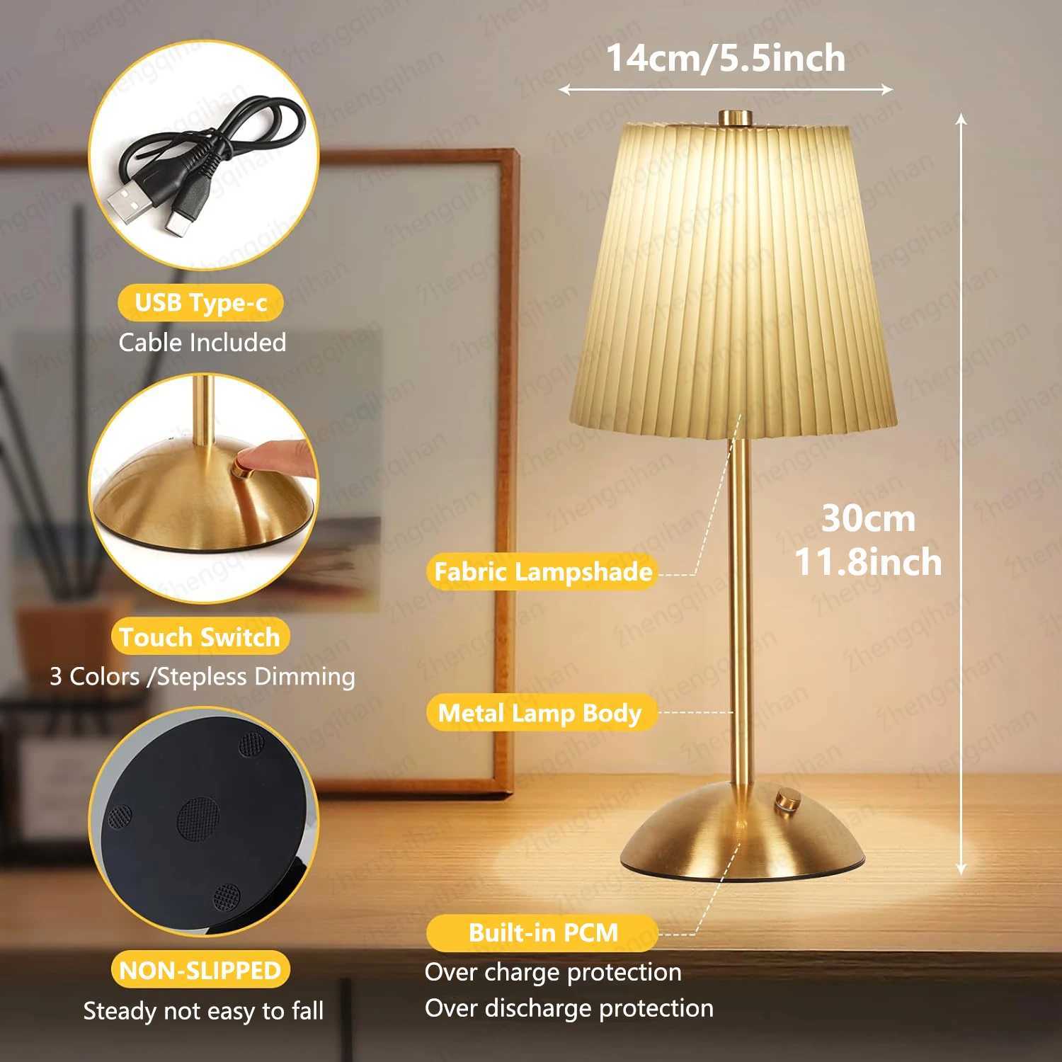 LED Table Lamp Touch Sensor Rechargeable Desktop Night Light Wireless Reading Lamp For Restaurant Hotel Bar Bedroom Decor Light C251115