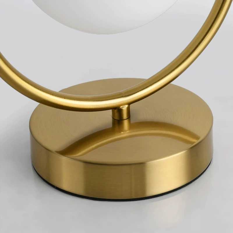 Nordic Brass Ring Glass Ball Table Lamp Modern Led Living Room Bedroom Hotel Home Decor Desk Lamp Eye Protection lamp C251115