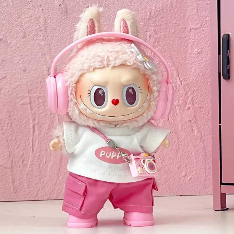 For 1517cm Cute Labubu Dolls Clothes Pink Purple Earphones Tshirts Shorts Outfit Clothing Labubu V1 V2 Diy Toys Accessories C250924