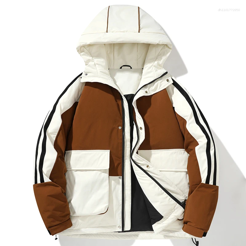 Men's Down Fashionable Versatile Sports Leisure Cold Proof And Warm Jacket With Hat Feather Comfortable Breathable
