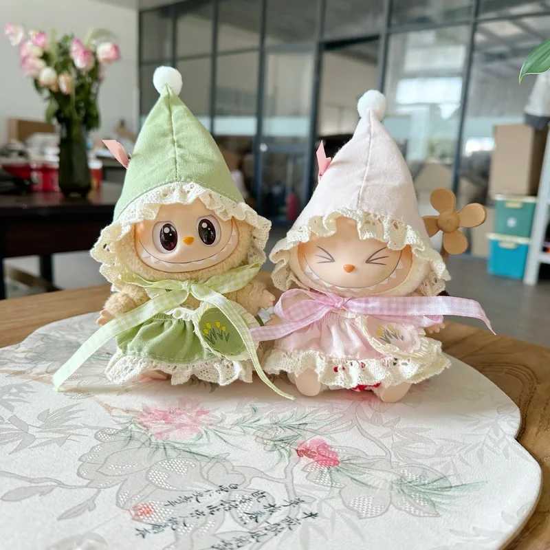 Cute 1517 cm LabubuV1 V2 V3 Sitting Series Beautiful Skirt Doll and Accessories Hat Toy Doll Clothes Four Piece Set Holiday Gif C250924