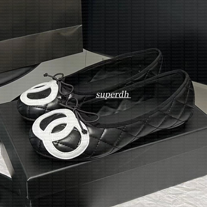 Ballet Flats designer shoes Paris Brand designer Black Shoes Women Quilted Genuine Leather Slip on Ballerina Luxury Round Toe Ladies Dress Shoes Slingbacks04