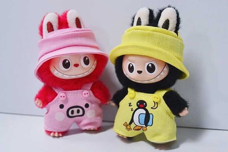 Overalls Clothes for Labubu V4 Clothing for Labubu 40 The Monsters Pin for Love Series Doll Outfit Fisherman Hat Parts C250924