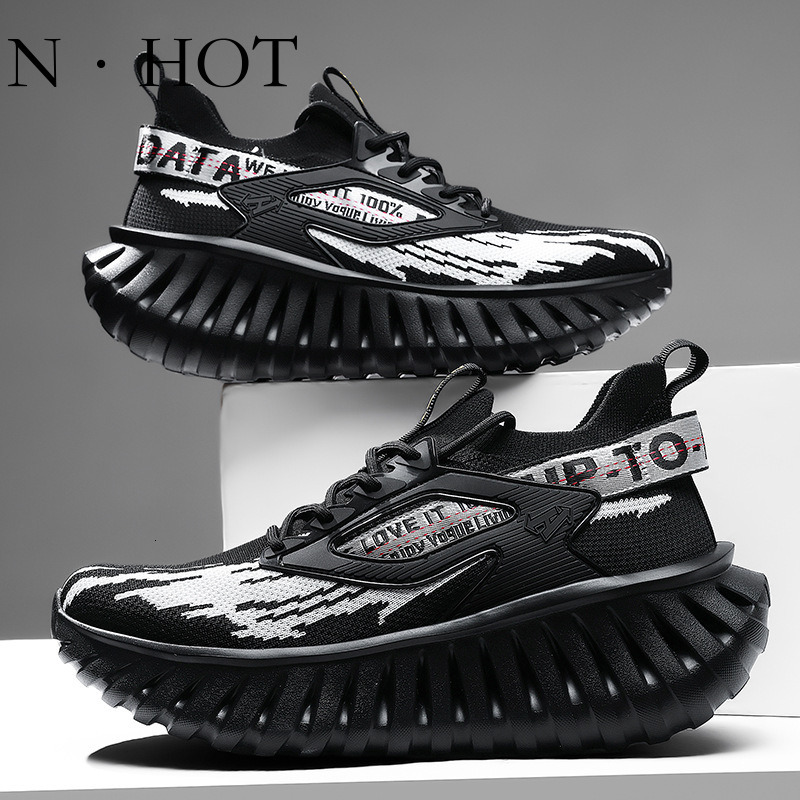 NHOT Designer Luxury Fashion New Flyknit Breathable Lightweight Running Shoes Anti Slip Men's Outdoor Sports Shoes Casual Thick Soled Height Incr