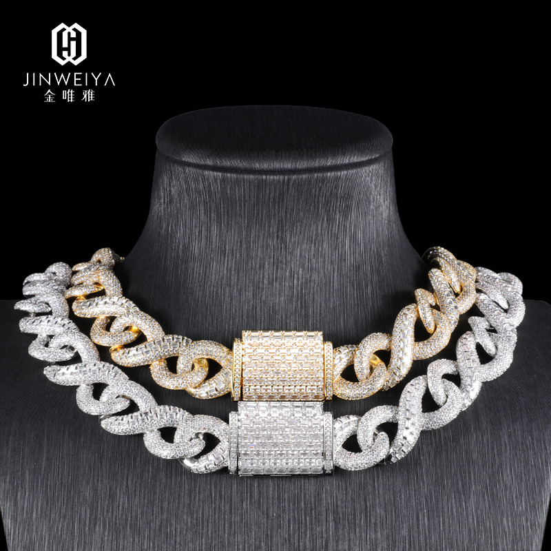 Iced Out Geometric Moissanite Cuban Link Chain Bracelet Hip Hop Gold Plated Bling Mens Heavy Miami Cuban Link bracelet Rapper Chains