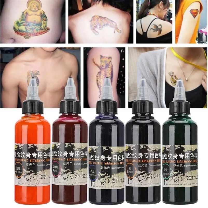 100ml Professional Safe Temporary Disposable Matte Easy Coloring Tattoo Ink Colored Drawing Airbrush Pigment For Body Makeup Art 240423bj