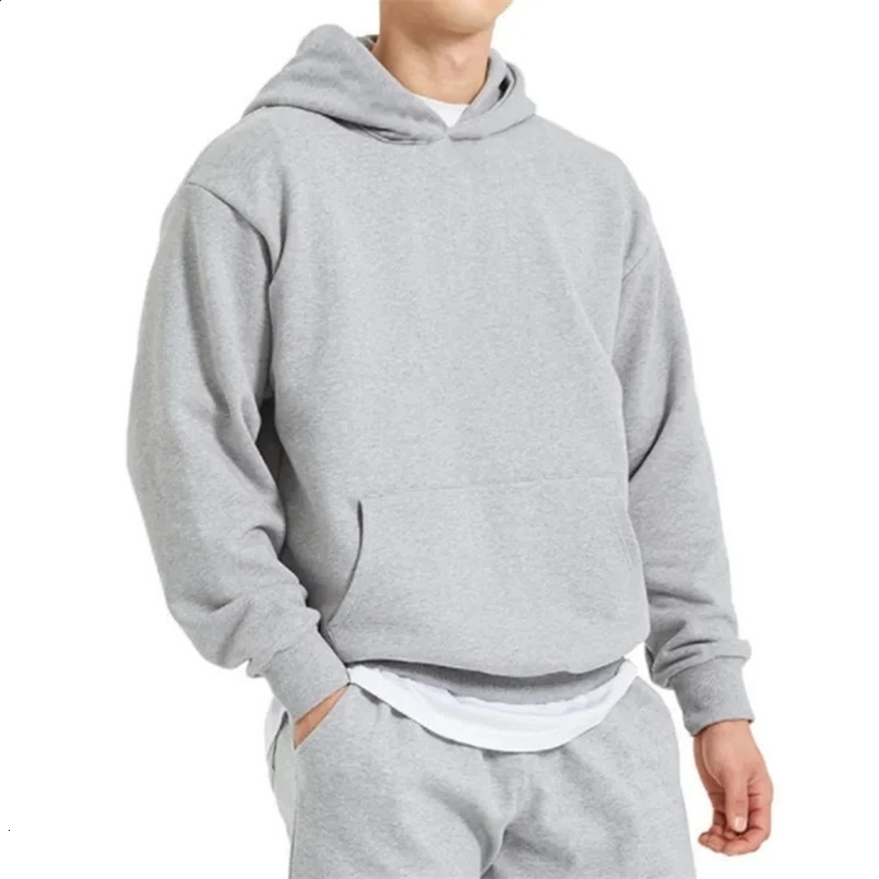 High quality mens hoodie autumn casual loose hoodie mens cotton sportswear mens solid zipper top 241121