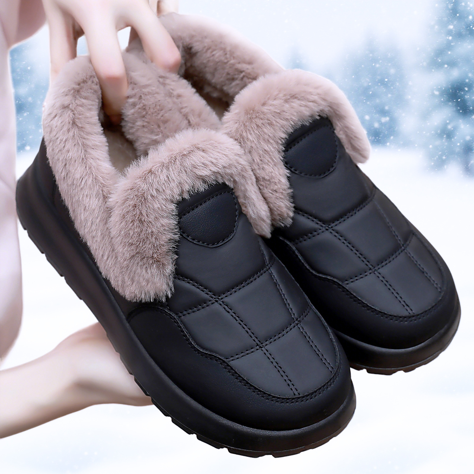 Women's free shipping Winter Fleece-Lined Snow Luxury shoes Hot Boots - Slip-On Cotton Fashion Thickened, Warm Fashionable free shipping