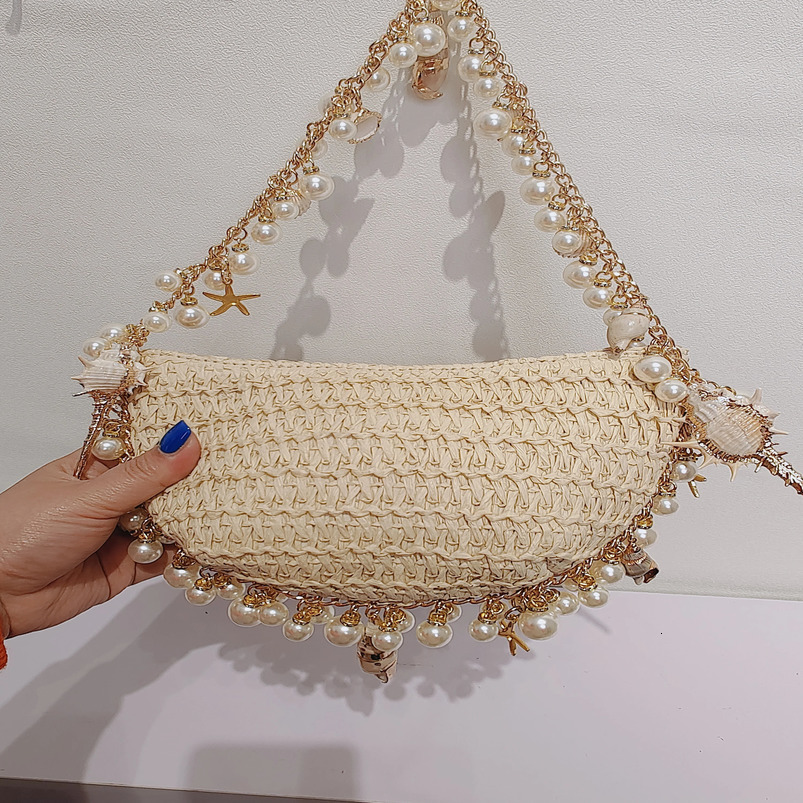 Sea Breeze Seaweed Shell Pearl Bag Handmade Handbag 240817