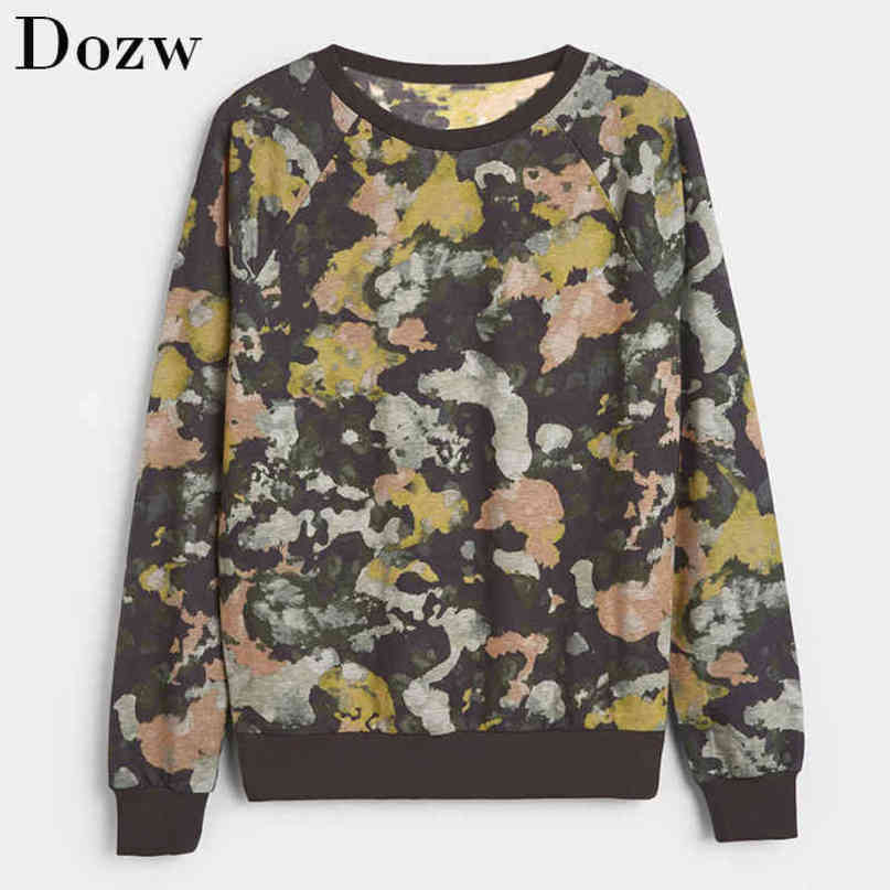 Print Sweatshirt Women Long Sleeve Hoodie Autumn O Neck Casual Jumper Pullover Tops Fashion Painting Hoodies Sudadera Mujer 210414