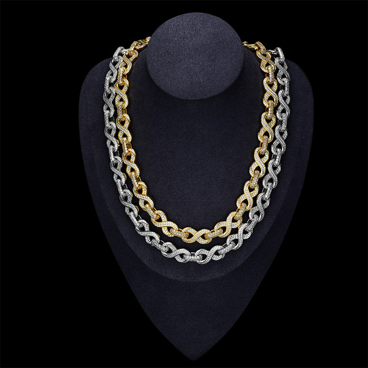 High Quality JWY Customized Trend Hip Hop Cuban Link Chain Goldsilver Plated Brass for Men