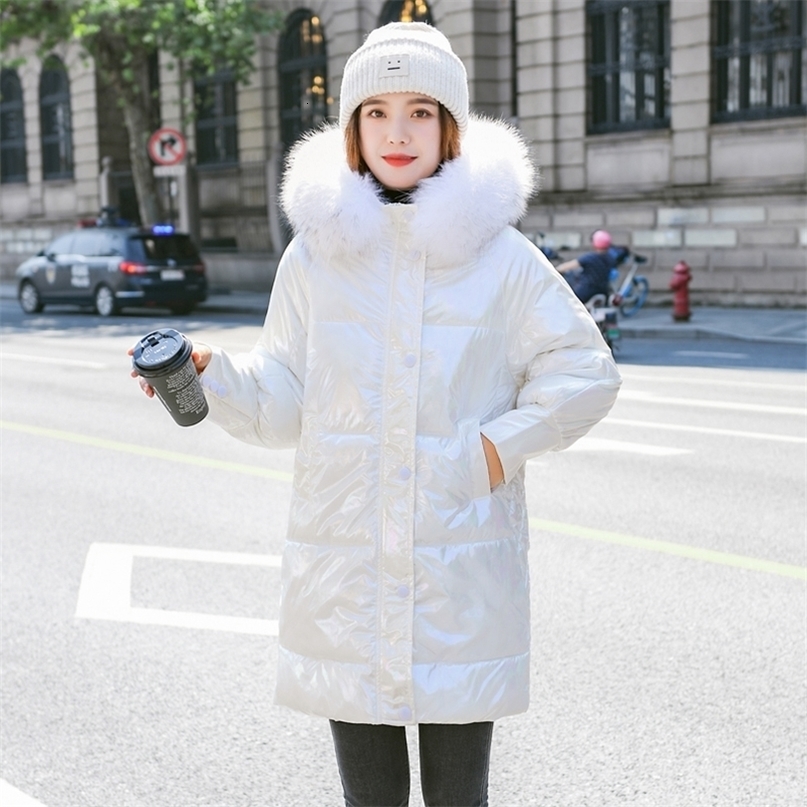 Women new coat fashion hooded fur collar thick warm Parkas women's street winter jacket 200928