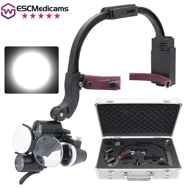 35X Dental LED Headlight 5WSurgical Binocular Loupes with Rechargeable Lithium BatteryLightweight for Dentists Oral Surgeons Q250924